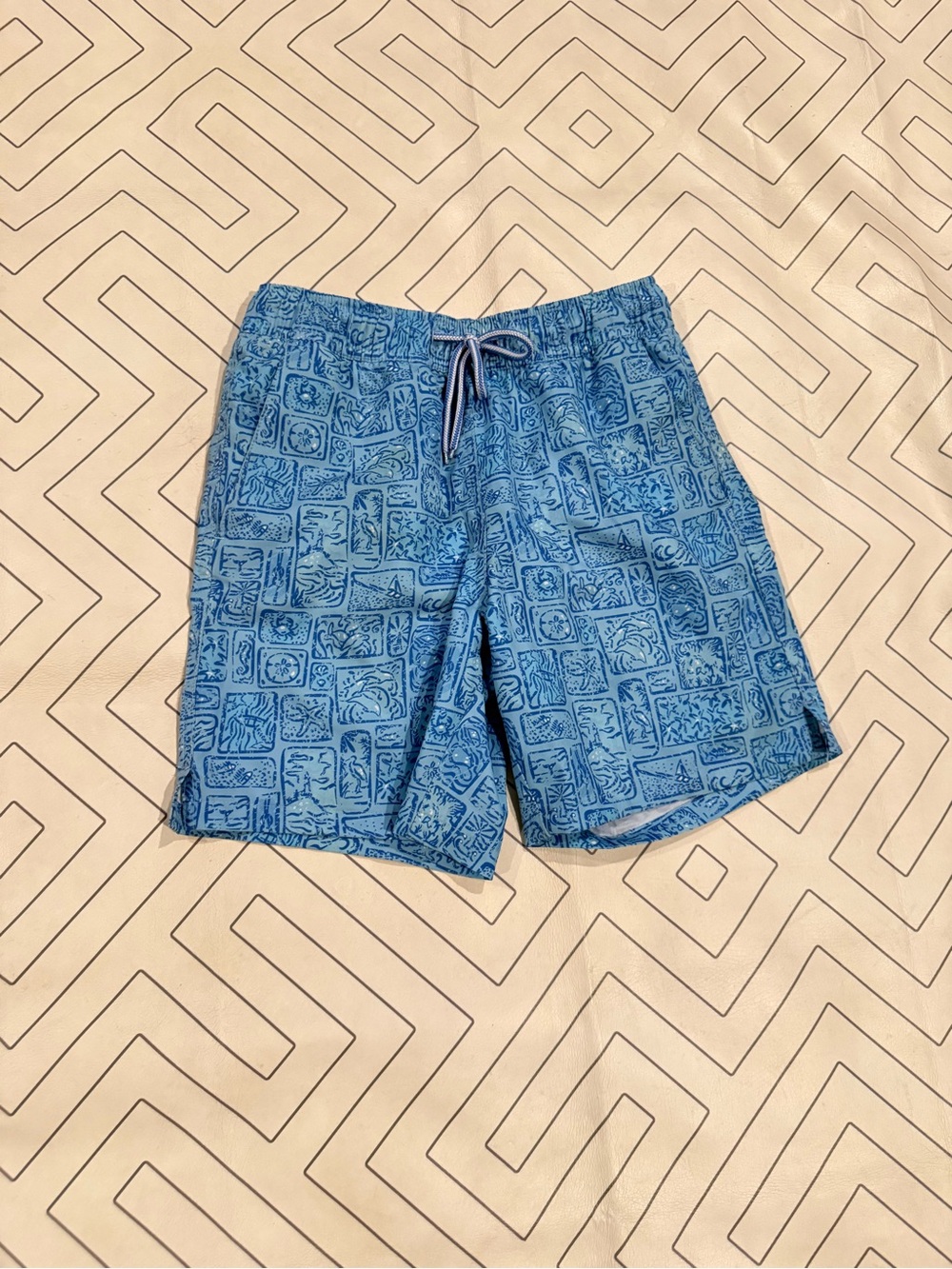 Peter Millar Blue Patterned Swim Trunks